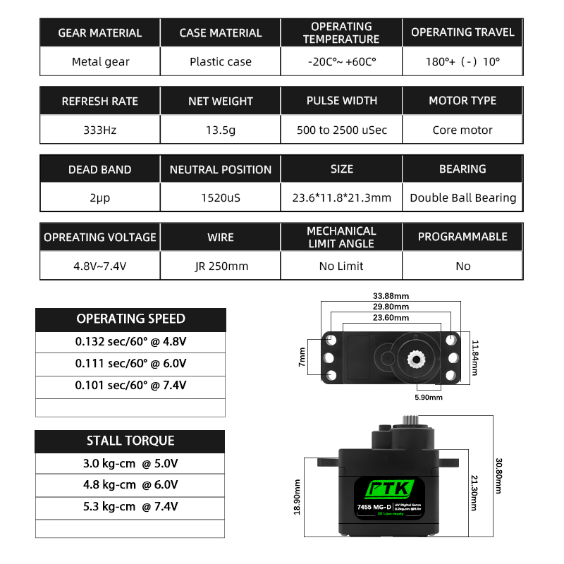 PTK 7455MG-D servo 12g Digital - Rc Car Servo review and price