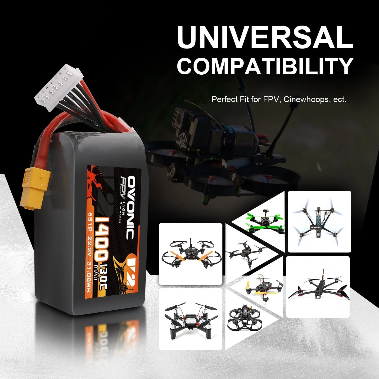 Ovonic 6S 1400mAh 130C LiPo Ba - Drone Frame 5 Inch review and price